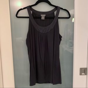 Ann Taylor Satin Trim Tank (Black) Size S